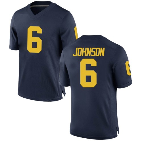 Cornelius Johnson Michigan Wolverines Men's NCAA #6 Navy Replica Brand Jordan College Stitched Football Jersey PTQ1854XI